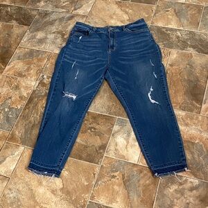 Arizona Jean Company Dark Blue Distressed Jeans Size 13